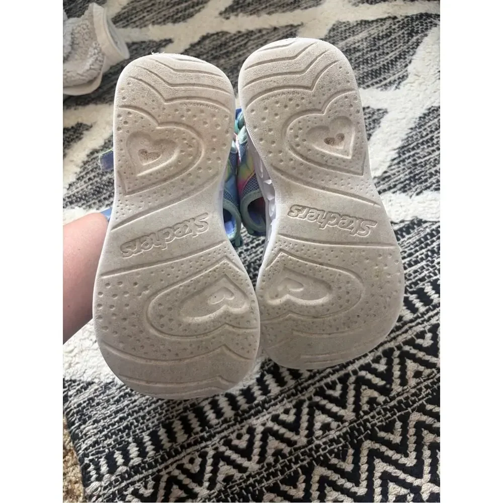 Skechers Heart Lights Kids Tie-Dye Light-Up Sandals - Pastel Rainbow girls size